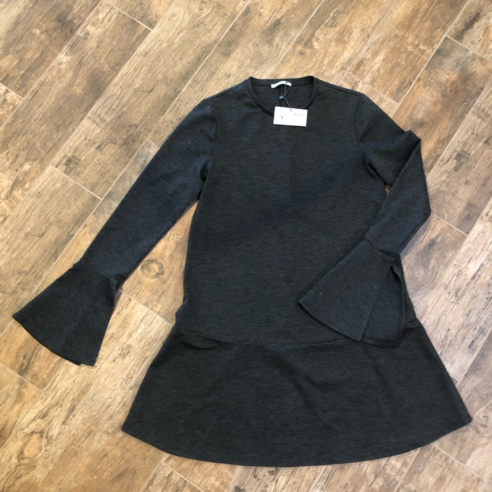 NWT Zara Grey Dress w Bell Sleeves